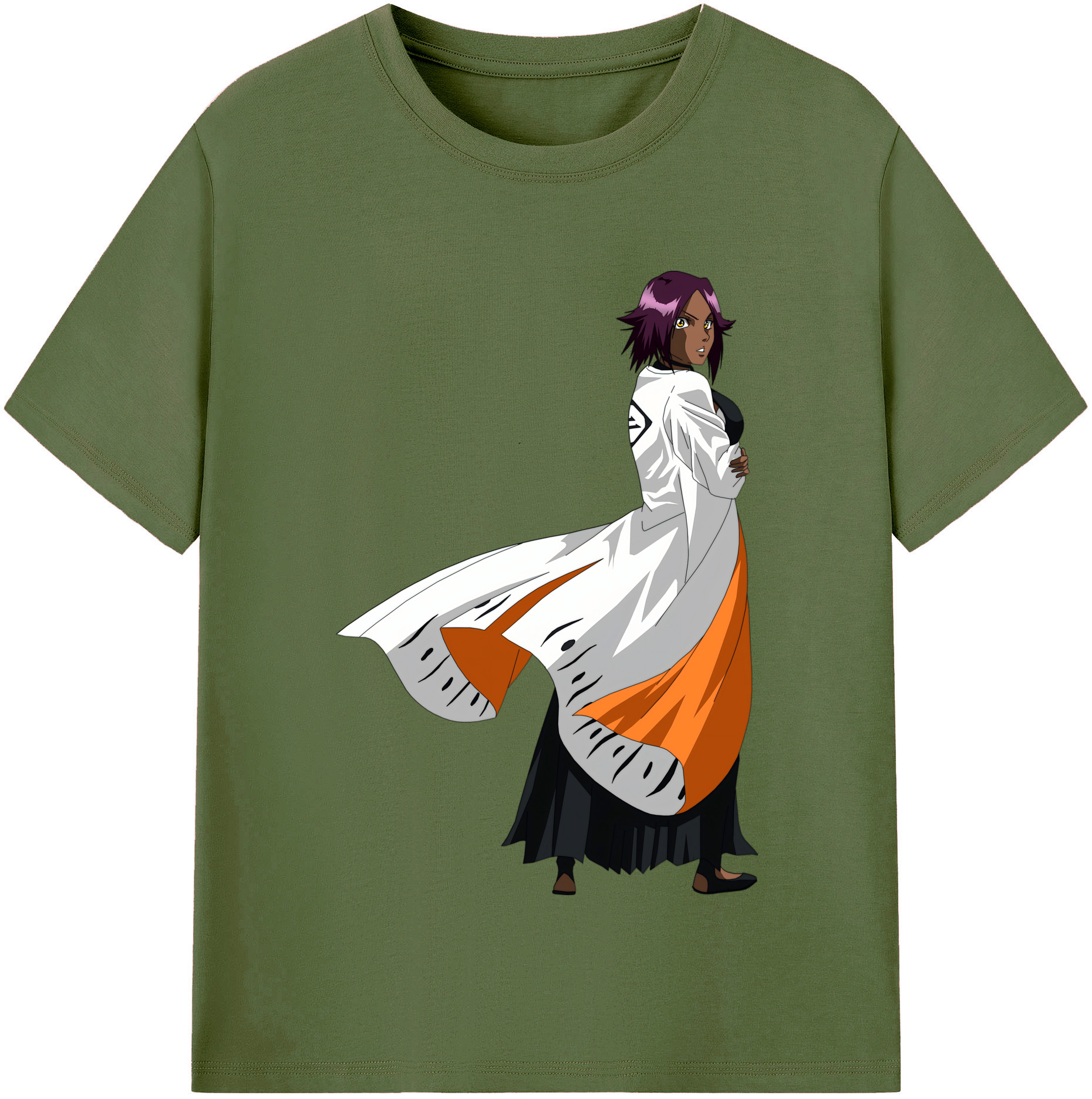 （画像用） ブリーチ 四楓院 夜一（しほういん よるいち） BLEACH Shihouin Yoruichi 綿100％半袖Tシャツ（フロントプリント）
